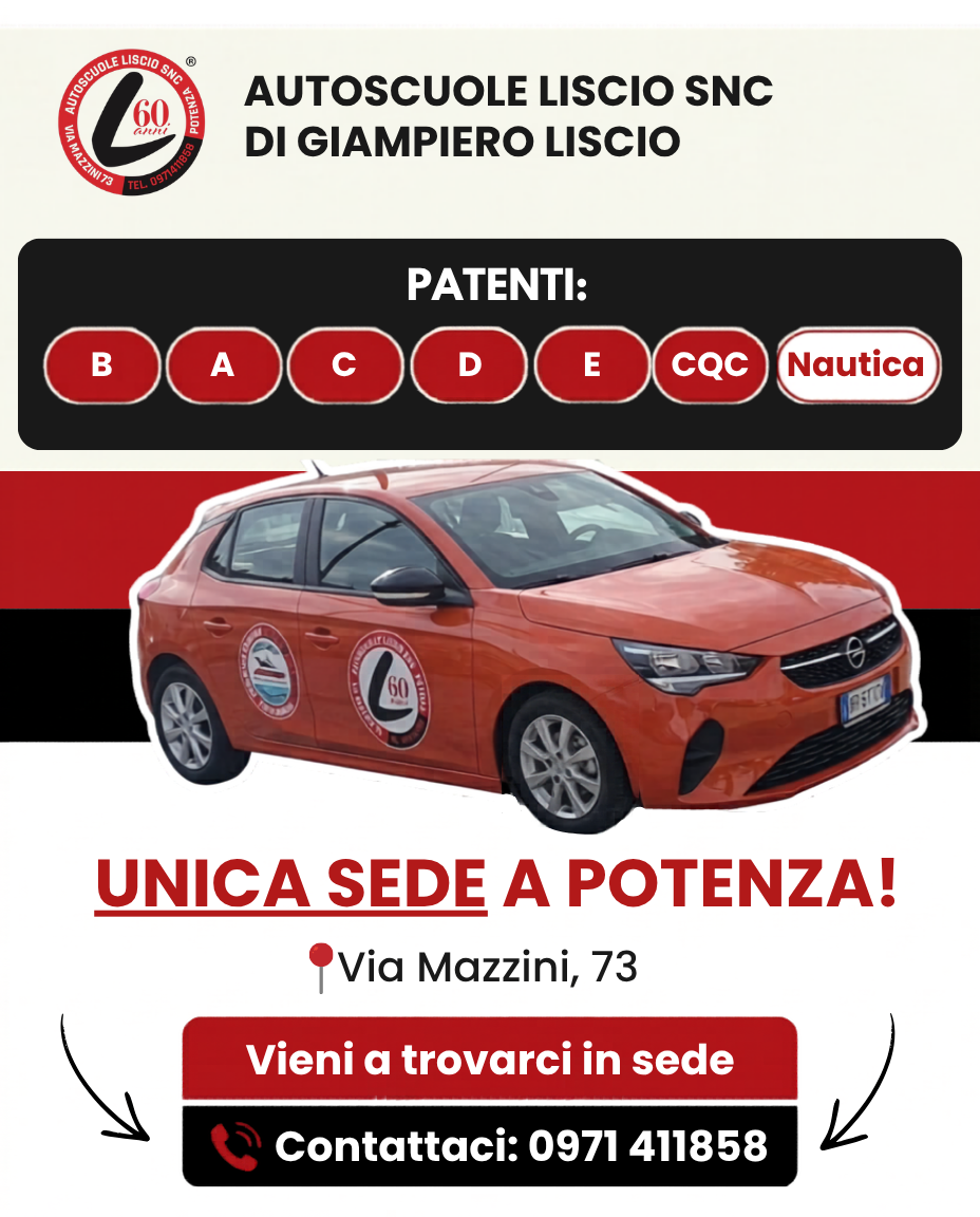 Autoscuole Liscio SNC - Patenti B A C D E CQC Nautica - Via Mazzini 73 Potenza - Tel 0971 411858